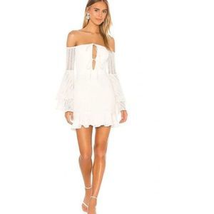 NWT Michael Costello x Revolve‎ Boho White Orchid Off Shoulder White Mini Dress